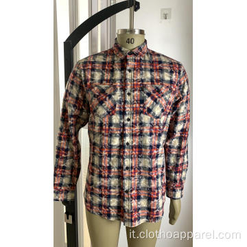 Camicia da uomo in flanella a doppia tasca 100% cotone